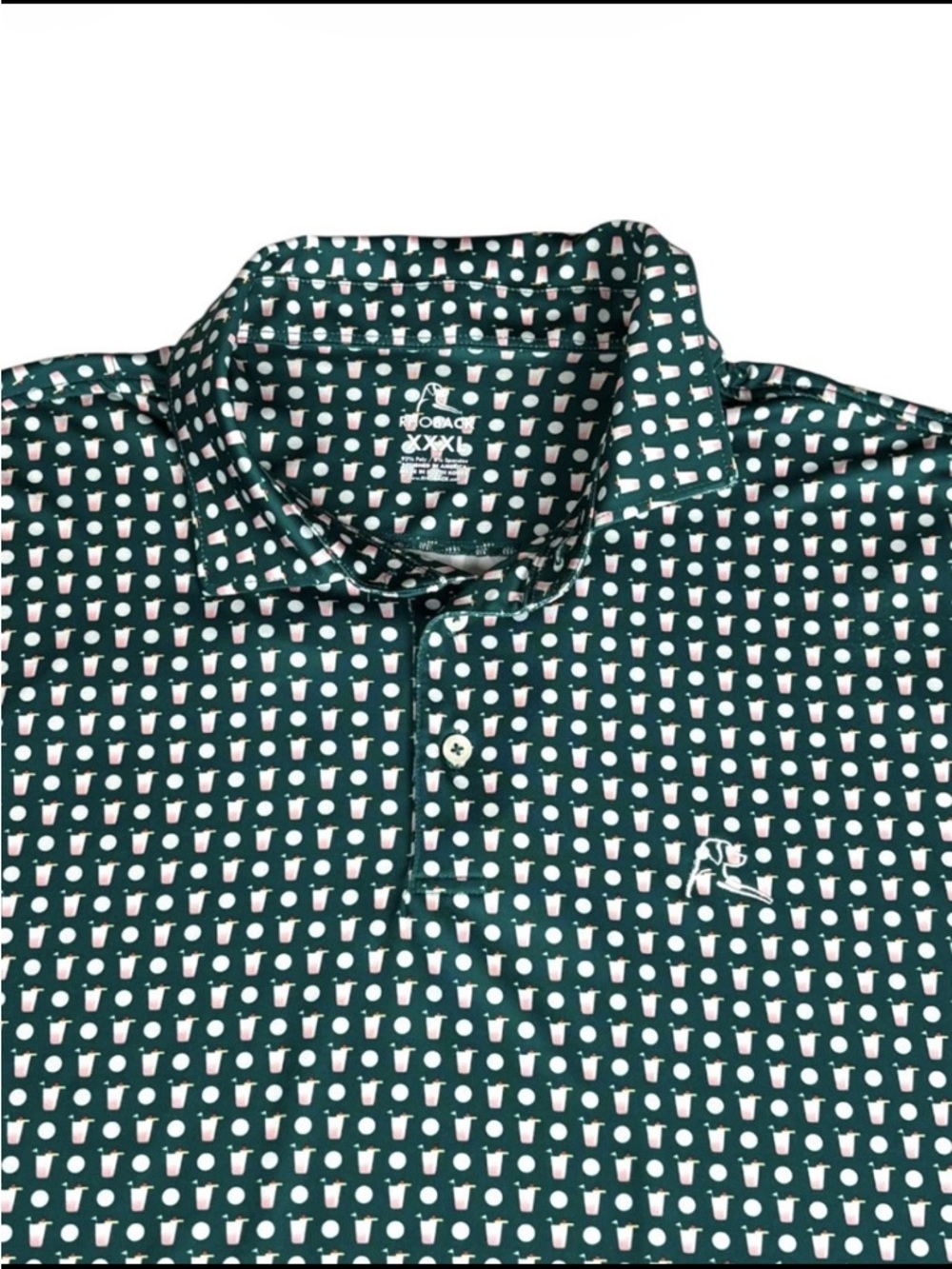 RHOBACK Fairway Green  Golf Ball Cocktail Drinks Performance Polo Shirt 3XL